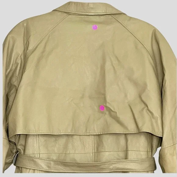 VTG COUGAR Mens‎ Coat XL Beige 100% Leather Belted Trench Zip Out Lining Classic